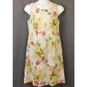 J Jill Dress Linen Floral Size 12 Sheath Sleeveles